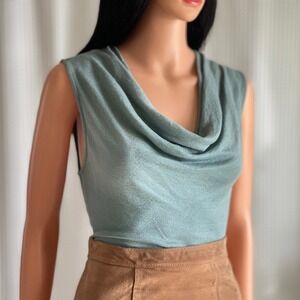 Michael Stars Sage Green Cowl Neck Tank Top Sleeveless Office Wear One Size